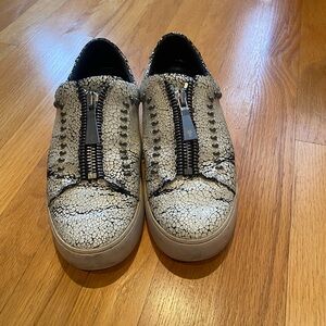 Frye Textured Zip-Up Sneakers with Stud Detail